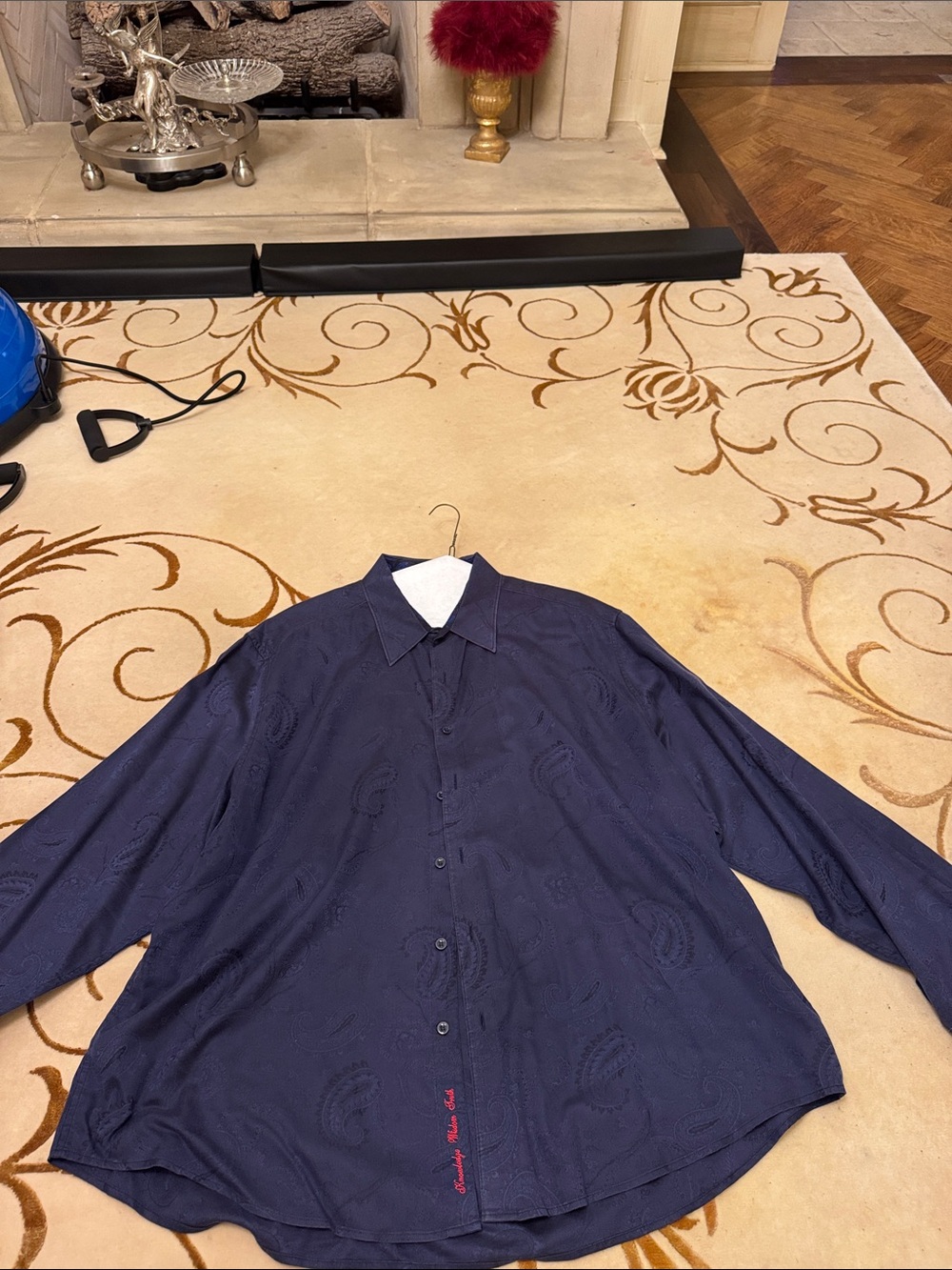 Robert Graham Navy Paisley Long-Sleeve Button Shirt